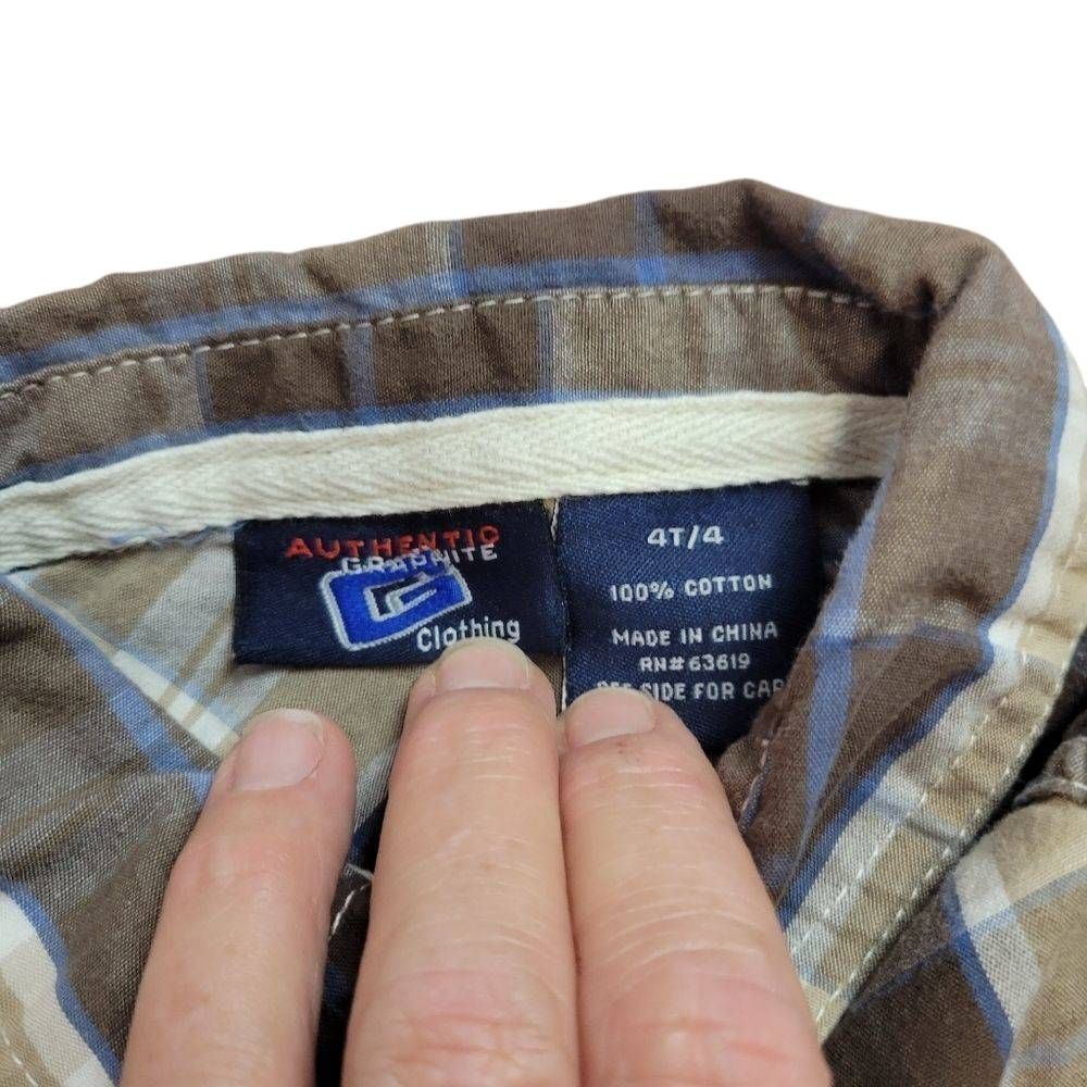Authentic Graphite plaid buttondown shirt 4T - Picture 3 of 4